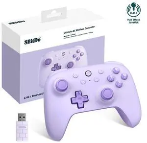 8Bitdo Ultimate 2C Wireless Controller (Hall Effect Joystick Update) for Windows PC and Android, with 1000Hz Polling Rate, Remappable L4/R4 Bumpers, Rumble Vibration and Turbo Function (Purple)