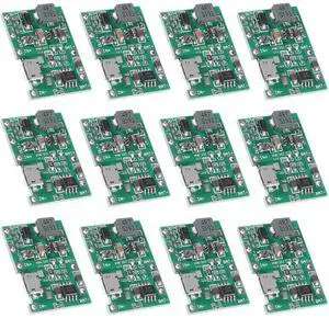 AITIAO 12Pcs 2A USB 18650 Lithium Li-ion Battery Charger Module Adjustable Boost Module DC-DC 3.7V to 5V 9V 12V Step Up Boost Module TP4056 DIY Kit Parts
