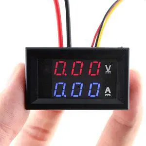 Eiechip LED Digital Voltmeter Ammeter, Mini DC Digital Multimeter 100V 10A, Blue Red LED Amp Dual Digital Display Volt Meter Gauge, Car Current Monitor Tester 0.28"
