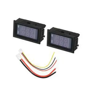 MECCANIXITY Digital Voltmeter Ammeter Volt Ampere Meter DC 100V 10A 3 Bits Red Blue Dual LED Display Panel Voltage Current Tester for Electrical Products 2Pcs