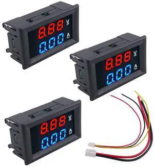 SIPYTOPF 3 Pack 0.28" LED Digital Voltmeter Ammeter,DC 100V 10A Voltage Current Tester Red and Blue Digital Multimeter Display Volt Meter Gauge SIPYTOPF 3 Pack 0.28" LED Digital Voltmeter Ammeter,DC 100V 10A Voltage Current Tester Red and Blue Digital Multimeter Display Volt Meter Gauge