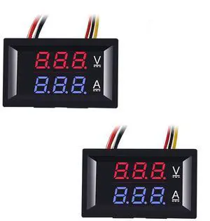 ACEIRMC 2pcs 0.28" LED Voltmeter Ammeter, Red and Blue Digital Multimeter Display Voltage Current Tester,DC 0-100V 10A Detector Voltage Current Meter Panel Amp Volt Gauge