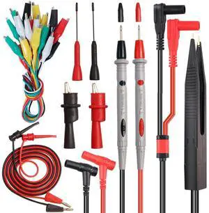 TKDMR 19Pcs Electrical Multimeter Test Leads Set with Alligator Clips Test Hook Test Probes Lead Professional,5 Colors Jumper Wires Kit 1000V 10A CAT.II