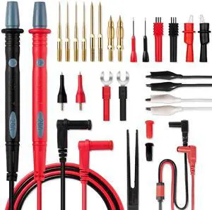 PowerBear 26PCS Multimeter Test Leads Kit with Replaceable Wire Piercing Probes, Alligator Clips, Test Hook, Test Tweezer, Needle Probes for Digital Clamp PowerBear 26PCS Multimeter Test Leads Kit with Replaceable Wire Piercing Probes, Alligator Clips, Test Hook, Test Tweezer, Needle Probes for Digital Clamp
