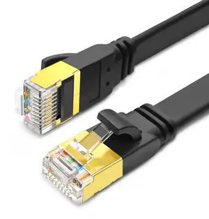 Yauhody Ethernet Cable CAT8, Shielded Cable 10ft, Faster than CAT7 CAT6 CAT5e, High Speed 40Gbps 2000MHz SFTP Flat Internet Network LAN Cable for Gaming,Router,Modem,PC,Switches,Hub,PS5/4 (Black,10ft)