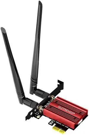 GLOTRENDS AX5400 WiFi 6E PCIe Card with Low-Profile Bracket for Desktop PC, Intel AX210 Chip, 802.11ax, Bluetooth 5.3, Support Windows 11/10/Linux, Not Support Mac OS/Windows 7/XP