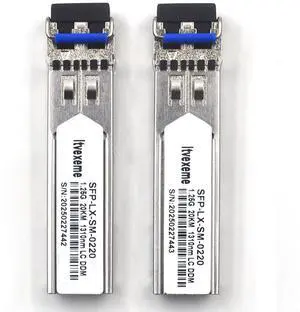 2 Pack 1.25G SFP Network Transceiver Module, 1000Base-LX Single Mode, 1310nm SMF, 20km, for Router, Network Card, Switch, Firewall etc
