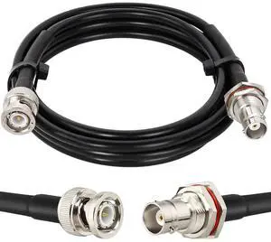 MOOKEERF BNC Cable - 6FT RG58 50 ohm Male to Female Coax Bulkhead Low Loss Antenna Extension for CB Radio, VHF Ham Radio, Wireless Microphone, CCTV, Amateur Radio