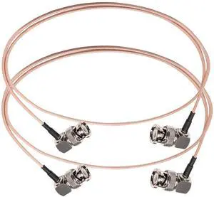 TUOLNK 2 Pack 3.28ft (1M) BNC Male Right Angle to BNC Male Right Angle Coaxial Cable, RG316, 50 Ohm, for Video Equipment, CCTV, HD-SDI, SDI Digital Audio Router