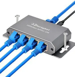 Ethernet Splitter,Ethernet Switch 4 Port,Network switches fixable,Computer Networking switches,gigabit 4 Port switcheEthernet Cable Splitter 1000Mbps Plug & Play Desktop or Wall Mount