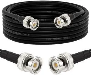 Superbat 10ft BNC Male to BNC Male Coax Cable 50 Ohm RG8X for Antennas, Radios, Scanners, Wireless Audio, Security Cameras, POE Switch