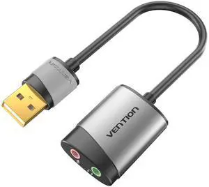 USB Audio Adapter - VENTION USB External Stereo Sound Card to 3.5mm Headphone and Microphone Jack Adapter for Windows MAC Linux PC Laptop Desktops PS5 USB Audio Adapter - VENTION USB External Stereo Sound Card to 3.5mm Headphone and Microphone Jack Adapter for Windows MAC Linux PC Laptop Desktops PS5