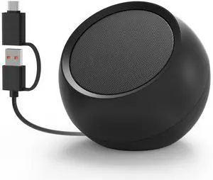 [Single] Computer Speaker for Desktop PC, USB-Powered, Plug-n-Play, Wired, External Speaker for Laptop, with Crystal-Clear Sound, Loud Volume, Rich Bass, Built-in USB-C Adapter for Full Compatibility