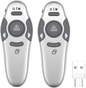 QUI 2 Pack Wireless Presenter PowerPoint Clicker, RF 2.4GHz USB Presentation Clicker for Google Slides, Keynote, Mac, Windows (USB Type-c, Silver) QUI 2 Pack Wireless Presenter PowerPoint Clicker, RF 2.4GHz USB Presentation Clicker for Google Slides, Keynote, Mac, Windows (USB Type-c, Silver)