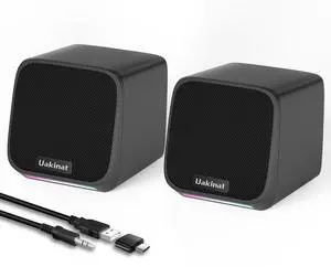 Uakinat Computer Speakers,Computer Speakers for Desktop PC,Desktop Speakers,Small Computer Speakers USB Powered 3.5mm Aux Speaker for PC,Laptop,Tablet,Phone