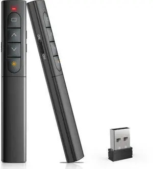 Presentation Clicker Wireless Slide Remote for Powerpoint PPT Slideshow, USB Presenter Pointer Advancer for Office Classroom Laptop/Computer/Mac Red Light