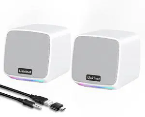 Uakinat Computer Speakers,Computer Speakers for Desktop PC,Desktop Speakers,USB Powered 3.5mm Aux Speaker for PC,Laptop,Tablet,Phone(White)