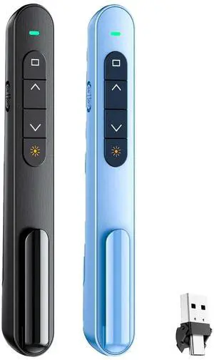 QUI 2 Pack Wireless Presenter Remote, 2.4GHz RF Presentaion Clicker with Hyperlink Volume Control, USB Presentation Remote for Mac, Laptop, Google Slides (USB Type-c, Black Blue) QUI 2 Pack Wireless Presenter Remote, 2.4GHz RF Presentaion Clicker with Hyperlink Volume Control, USB Presentation Remote for Mac, Laptop, Google Slides (USB Type-c, Black Blue)