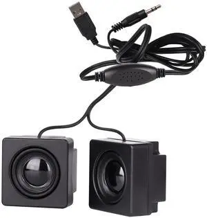 GIASYIEH USB Computer Speakers, Mini Desktop Speakers USB Powered 3.5mm TRS Aux Speaker with Volume Control Wheel, for PC,Laptop,Tablet,Phone