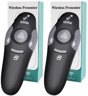 (2 Units) Wireless Presentation Clicker for PowerPoint, Wireless Presenter Remote with Laser Pointer Slide Clickers for Mac/Windows/Linux, Computer/Laptop, Google Slide/PPT/Keynote