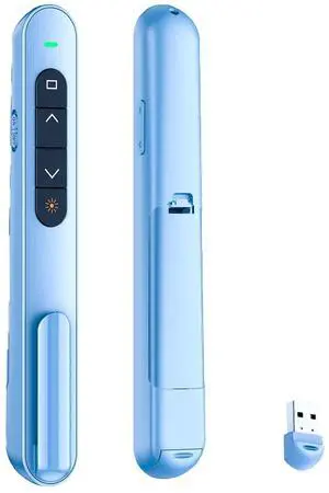 QUI Presentation Clicker for PowerPoint, RF 2.4GHz USB Wireless Presenter Remote with Volume Control, PowerPoint Clicker Slide Advancer for Mac, Windows, Laptop, Keynote