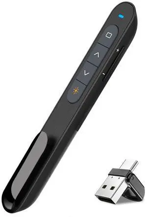 USB/Type-C 2 in 1 Presentation Clicker for Powerpoint, Hyperlink Volume Control Wireless Presenter Remote Presentation Pointer Slide Advancer PPT Clicker for Mac iPad Computer Laptop