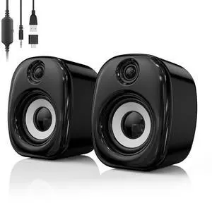 HPSWUW Computer Speakers for Desktop PC,Desktop Gaming Speakers,Small Computer Speakers USB Powered 3.5mm Aux Speaker for PC,Laptop,Tablet,Monitor,Phone, Black