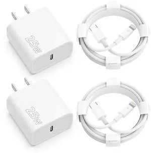 25W iPhone Charger Fast Charging 2Pack 25W Type C Wall Charger Block with 6FT Long USB C to Lightning Cable Compatible with for iPhone 14Pro/13 Pro/12/12 Pro Max/11/XS Max/XS/XR/X/8