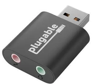 Plugable USB Audio Adapter with 3.5mm Speaker-Headphone and Microphone Jack, Add an External Stereo Sound Card to Any PC, Compatible with Windows, Mac, and Linux - Driverless