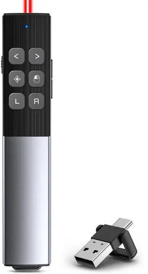 Wireless Presentation Clicker with Air Mouse, Gyro Volume & Ink Annotation Rechargeable Remote for PowerPoint/Keynote on Mac, PC, Laptop Wireless Presentation Clicker with Air Mouse, Gyro Volume & Ink Annotation Rechargeable Remote for PowerPoint/Keynote on Mac, PC, Laptop