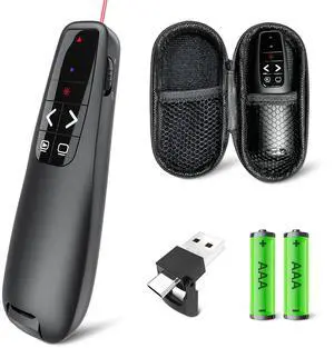 Presentation Clicker with Case Storage: Wireless Presenter Remote: Red Laser Pointer Computer Clickers, USB C PowerPoint PPT Clicker for Mac Laptop, Slideshow Google Slide Advancer