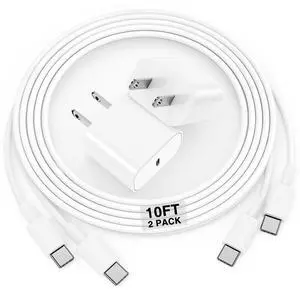 iPhone 17 16 15 Charger and 10ft Type C to C Cable Cord Long, 20W USB C Fast Wall Charging Block Plug Power Adapter Cube Brick for Apple iPhone 17 Pro Max/17 Air/16 Pro/16 Plus/15/15 Mini/iPad/Samsung