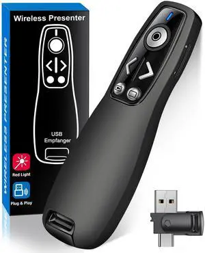 Presentation Clicker Wireless Presenter Remote for PowerPoint, Powerpoint Clicker with Volume Control PowerPoint Slide Advancer for Mac, Computer, Laptop-E600