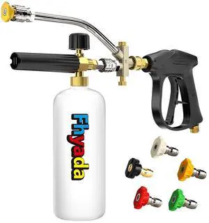Foam Cannon, Well Constructed High-Pressure Cleaning, Foam Cannon Dual Connector Car Wash Kit, with 5 Pointed Nozzles and 1/4 Inch Quick Connector, Car Wash Soap Sprayer Apply to Car Detailing.