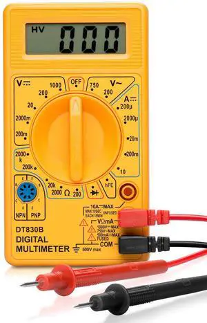 HILTEX 40508 Digital Multimeter Diode & Transistor Tester AC DC Volt Test Voltmeter, Automotive Multimeter Meter Tester, Measure Voltage Test, Car Battery Tester, Analog Multimeter Kit, Volt Meter