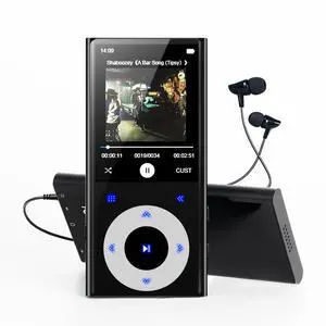 64GB MP3 Player with Bluetooth 2.4" Screen,Hi-Fi Lossless Sound Bluetooth mp3 Player Built-in Speaker & FM Radio,Voice Recorder, MP3 Music Player Supports 128GB SD Card for Running,Travel (Black)
