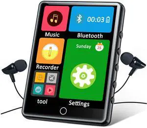 128GB MP3 Player with Bluetooth 5.3, 2.8-inch Touch Screen Digital Music Player, Portable MP3 Player Bluetooth with Speakers HiFi Lossless Sound Quality, FM Radio, Voice Recorder, E-Book