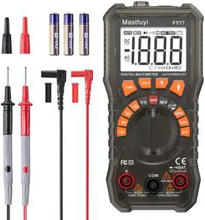 Mastfuyi Digital Multimeter, Portable Multimeter Tester, 2000-Count Voltmeter/Ohmmeter with Auto-Range Function; Accurate Measurement of Voltage, Current, Resistance, Diodes, Continuity, Capacitance