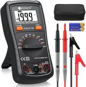 Neoteck Auto Ranging Digital Multimeter, AC/DC Amp Ohm Voltage Tester Meter with Resistance Continuity Capacitance and Diode Test- Black