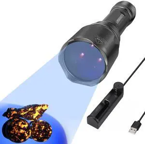 LUMENSHOOTER S3 365nm UV Flashlight with 3 LEDs, Powerful Blacklight Flashlights for Pet Urine Detection, Resin Curing, Rocks, Scorpion