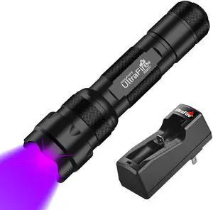 ULTRAFIRE UV Flashlight 395-405 nm Led Blacklight for Curing UV Glue, Leak Detector, Pet Urine Stain