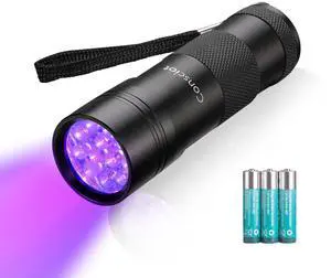 UV Flashlight Black Light, Consciot 12 LED 395nm Ultraviolet Blacklight, Portable Mini Torch Light Pet Urine Detector for Dog/Cat Urine, Dry Stains, Bed Bug, Matching with Pet Odor Eliminator