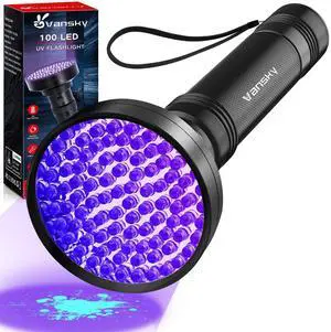Vansky Black Light UV Flashlights, Ultra Bright 100 LED 395nm Ultraviolet Blacklight Detector for Dog Cat Pet Urine, Dry Stains and Bed Bug, Matching with Pet Odor Eliminator