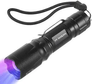 TNATRA UV 365nm 395nm Blacklight Flashlight for UV Glue Curing,Rocks & Minerals,Pet Stain Detector,Scorpion Finder, Dry Stain, Portable,Zoomable Handheld Ultraviolet Flashlight Black Light