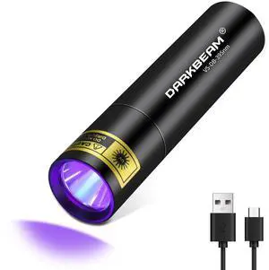 DARKBEAM Flashlight UV Black Light 395 NM, Mini but Powerful USB- C LED Rechargeable Woods Lamp, Ultraviolet Flashlights for Pet Dog Urine, Stains Detection/Resin Curing/Fluorescent Agent