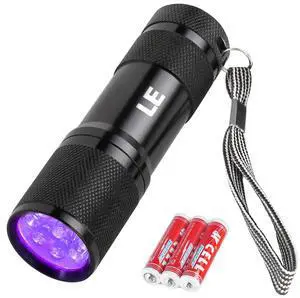 Lighting EVER Black Light Flashlight, Small UV Lights 395nm, Portable Ultraviolet Light Detector for Invisible Ink Pens, Dog Cat Pet Urine Stain, AAA Batteries Included