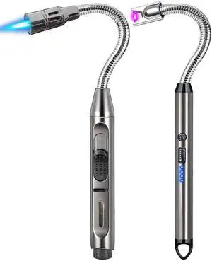2 Pack Candle Lighter Electric Arc Long Flex Neck Utility Butane Torch Lighters Rechargeable USB Refillable Gas Jet Flame Windproof Lighter for Camping BBQ Grill Gas Stove 2 Pack Candle Lighter Electric Arc Long Flex Neck Utility Butane Torch Lighters Rechargeable USB Refillable Gas Jet Flame Windproof Lighter for Camping BBQ Grill Gas Stove