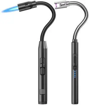 Flame bird 2 Pack Flexible Multi-Purpose Lighter, Long Butane Torch Lighter USB Rechargeable Electric Lighter for Candles BBQ Grill Fireplace Kitchen Camping (NOT PREFILLED)