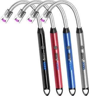 4 Pack Candle Lighter Electric Rechargeable Arc Windproof Lighters Flexible Neck Long Rotate 360 Plasma Lighter USB Flameless Lighters Candles Grill BBQ