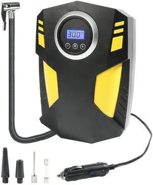 YAKEFLY Tire Inflator Portable Air Compressor,12V DC Car Tire Pump with Digital Pressure Gauge,150 PSI Auto Shut Off with Emergency LED Flasher,Air Compressor Tire Inflator